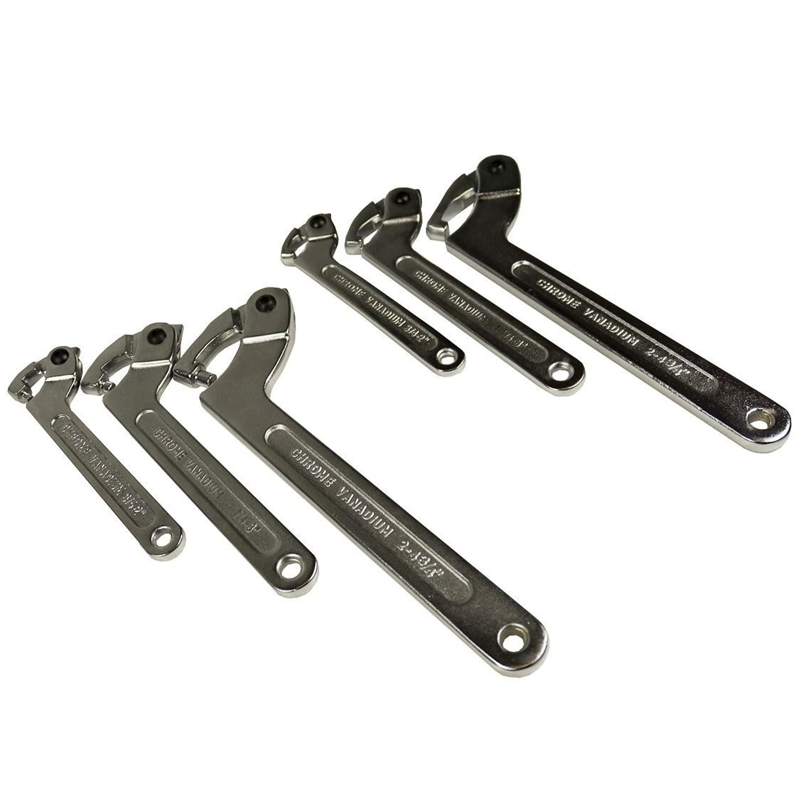 Adjustable Hook & Pin Wrench C Spanner Tool Set 6pc